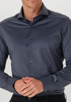 PROFUOMO e klassiek overhemd shirt x-cutaway sf japanese knitted donkerblauw New