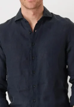 PROFUOMO e klassiek overhemd shirt x-cutaway linen donkerblauw Hot