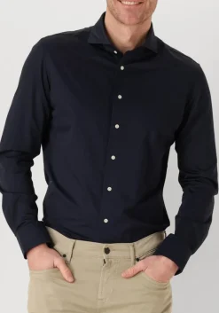 PROFUOMO e klassiek overhemd shirt x-cutaway japanese knitted donkerblauw Best
