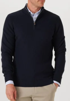 PROFUOMO e trui pullover half zip twinkle slub donkerblauw New