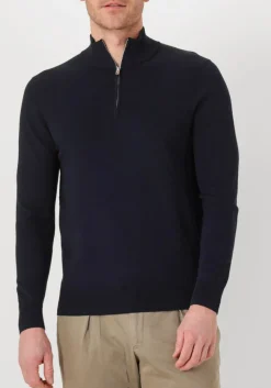 PROFUOMO e trui half zip luxury basic donkerblauw Sale