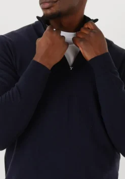PROFUOMO e trui pullover half zip merino donkerblauw