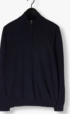 PROFUOMO e trui pullover half zip merino donkerblauw