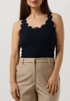 ROSEMUNDE e top silk top w/ lace donkerblauw New