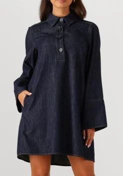 SECOND FEMALE e mini jurk dera denim tunic dress donkerblauw Online