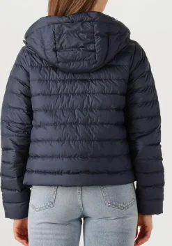 WOOLRICH e leren jas quilted hooded jacket donkerblauw Sale