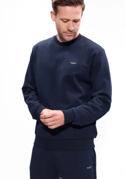 WOOLRICH e trui logo interlock crewneck donkerblauw Hot