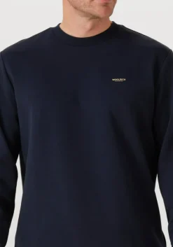 WOOLRICH e trui logo interlock crewneck donkerblauw Hot