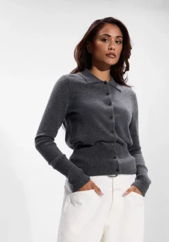 CLOSED donkergrijze trui cardigan with collar donkergrijs Online