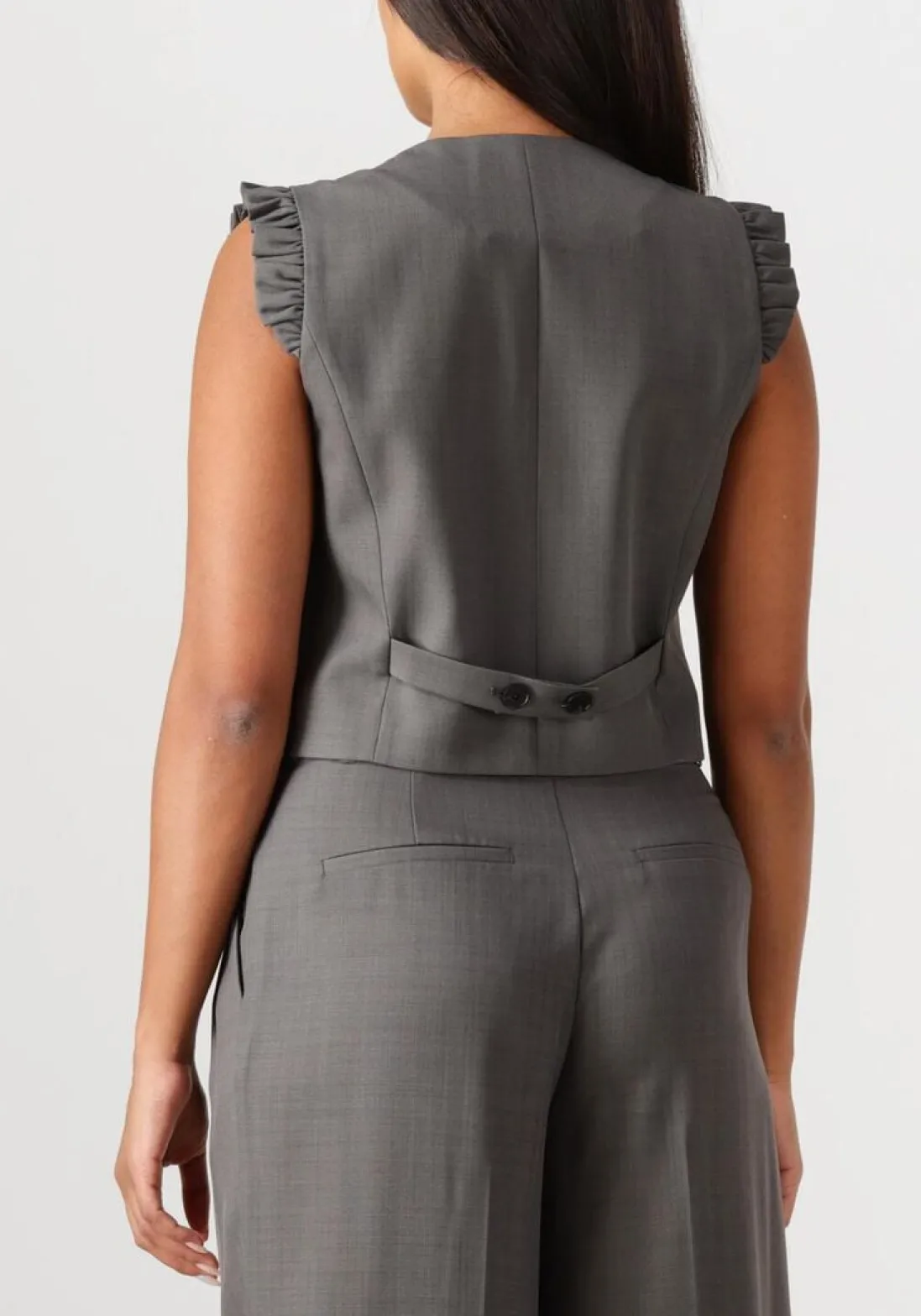 CO'COUTURE donkergrijze gilet liane frill tailor vest donkergrijs Best
