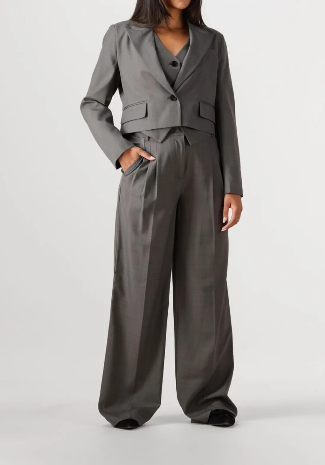 CO'COUTURE donkergrijze pantalon liane pleat pant donkergrijs Discount