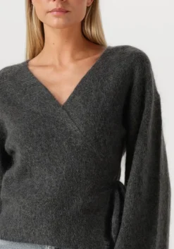 SECOND FEMALE donkergrijze vest brook knit wrap cardigan donkergrijs Hot
