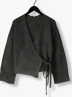 SECOND FEMALE donkergrijze vest brook knit wrap cardigan donkergrijs Hot