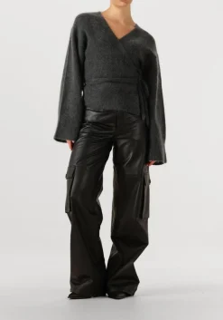 SECOND FEMALE donkergrijze vest brook knit wrap cardigan donkergrijs Hot