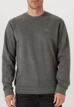 WOOLRICH donkergrijze trui logo interlock crewneck donkergrijs Online