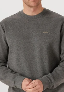 WOOLRICH donkergrijze trui logo interlock crewneck donkergrijs Online