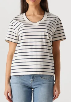MOS MOSH t-shirt mmnani v-ss stripe tee gebroken wit Outlet