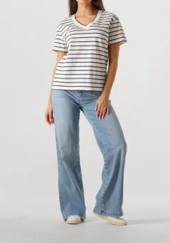 MOS MOSH t-shirt mmnani v-ss stripe tee gebroken wit Outlet