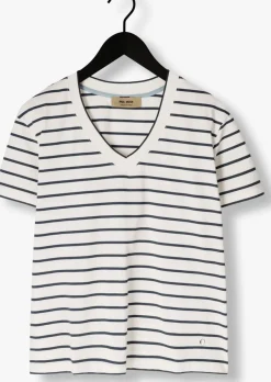 MOS MOSH t-shirt mmnani v-ss stripe tee gebroken wit Outlet