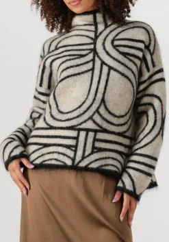 SECOND FEMALE trui signa knit t-neck gebroken wit Outlet