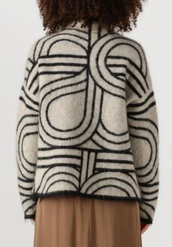 SECOND FEMALE trui signa knit t-neck gebroken wit Outlet