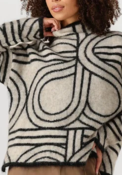 SECOND FEMALE trui signa knit t-neck gebroken wit Outlet