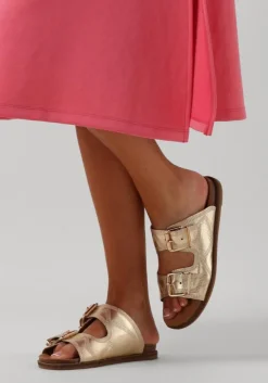 LINA LOCCHI en slippers led 2 band slipper met stiksels goud Best