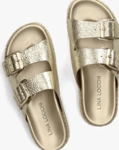 LINA LOCCHI en slippers met 2 gesp slipper espa zool goud Hot