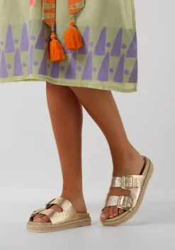 LINA LOCCHI en slippers met 2 gesp slipper espa zool goud Hot