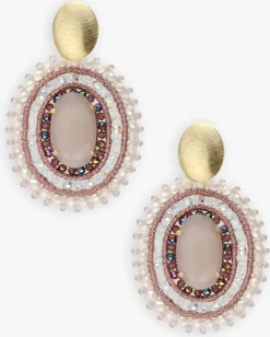 LOTT. GIOIELLI oorbellen filled oval 3 rimgs with stone l goudkleurig Clearance