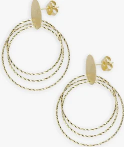 LOTT. GIOIELLI sieraad brushed round triple hoops glow m goudkleurig Sale