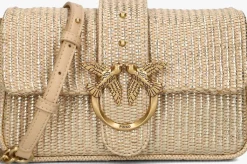 PINKO schoudertas love one mini slouchy goudkleurig