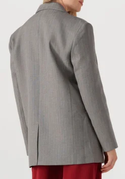 ALIX THE LABEL grijze blazer ladies woven classy grandad blazer grijs Outlet