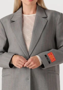 ALIX THE LABEL grijze blazer ladies woven classy grandad blazer grijs Outlet
