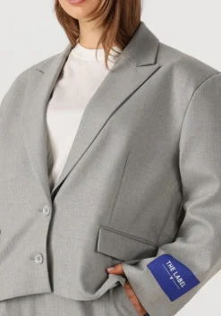 ALIX THE LABEL grijze blazer ladies woven coated herringbone blazer grijs Online