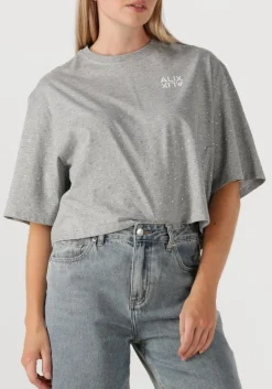 ALIX THE LABEL grijze blouses ladies knitted studded t-shirts grijs Hot