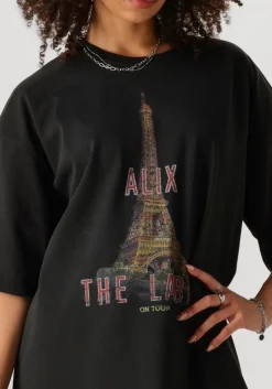 ALIX THE LABEL grijze mini jurk ladies knitted paris t-shirt dress grijs Clearance