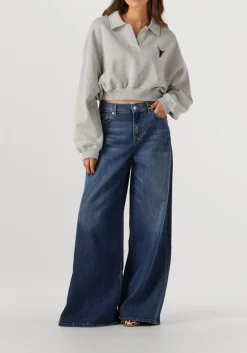 ALIX THE LABEL grijze sweater ladies knitted polo sweater grijs Outlet