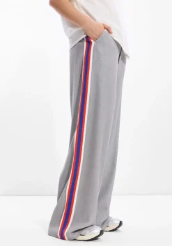 ALIX THE LABEL grijze wijde broek ladies woven coated herringbone pants grijs