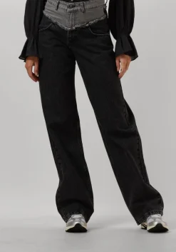 CO'COUTURE grijze wide jeans grey mix block long jeans grijs Online