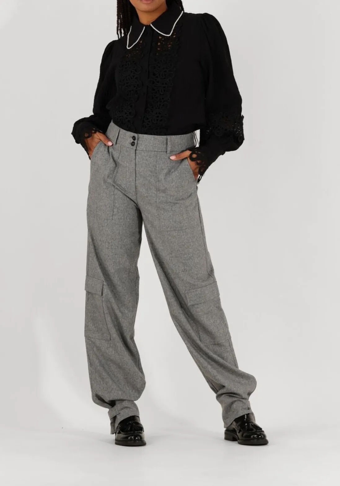 FIVEUNITS grijze cargobroeken sophia cargo strap 438 grijs