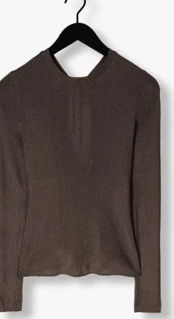 GESTUZ grijze t-shirt silvigz deep back blouse grijs