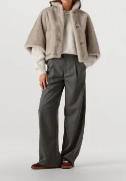 GESTUZ grijze wijde broek gzpaula melange mw wide pants grijs Best