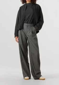 GESTUZ grijze wijde broek gzpaula melange mw wide pants grijs Best