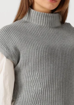 MOS MOSH grijze coltrui mmbiola bine knit vest grijs