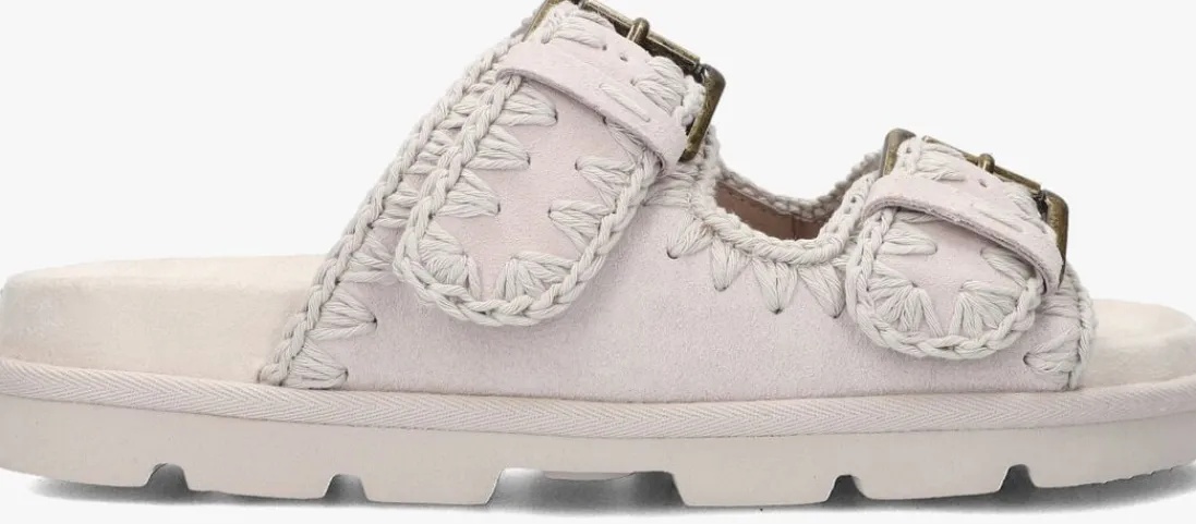 MOU grijze slippers low bio sandal 2buckles monoch grijs Sale