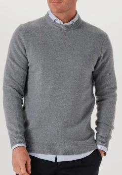 PROFUOMO grijze trui pullover crew neck woolblend grijs Clearance