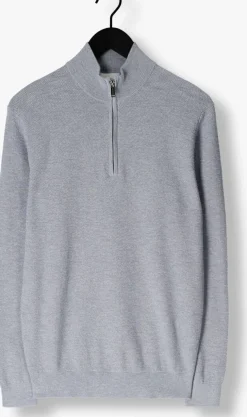 PROFUOMO grijze trui pullover half zip twinkle slub grijs Clearance
