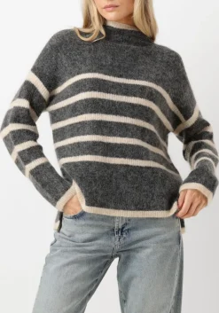 SECOND FEMALE grijze trui ovalis knit t-neck grijs Outlet