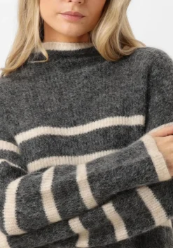 SECOND FEMALE grijze trui ovalis knit t-neck grijs Outlet